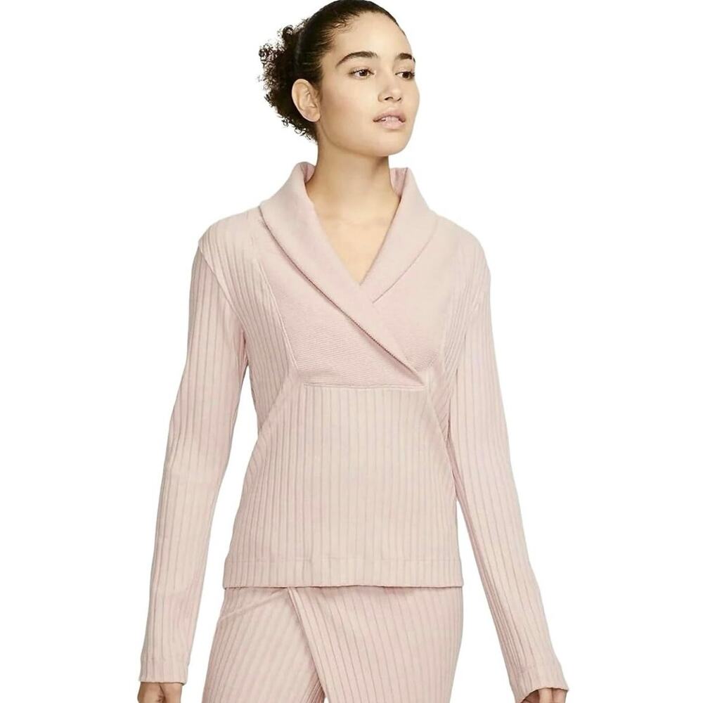Nike Sweater Women Medium Yoga Luxe Ribbed Cover-Up Athleisure Workout Soft Pink